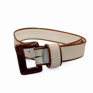 R.J .GRAZIANO Vintage 80's Perforated Brown / Cream Wide Leather Belt